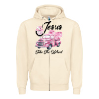 Sandshell Leopard Floral Pink Car Jesus Take The Wheel Zipper Hoodie - Bettercallsaul