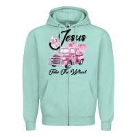 Seafoam Leopard Floral Pink Car Jesus Take The Wheel Zipper Hoodie - Bettercallsaul