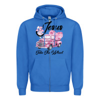 True Royal Leopard Floral Pink Car Jesus Take The Wheel Zipper Hoodie - Bettercallsaul