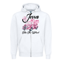White Leopard Floral Pink Car Jesus Take The Wheel Zipper Hoodie - Bettercallsaul