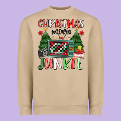 Christmas Movie Junkie Heavyweight Sweatshirt Designed By Maliassmallbusiness