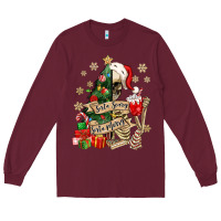 Burgundy sorta scary sorta merry skeleton christmas tree Long Sleeve Tee - MaliasSmallBusiness