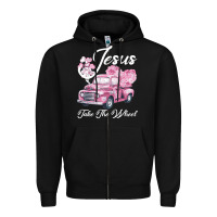Black Leopard Floral Pink Car Jesus Take The Wheel Zipper Hoodie - Bettercallsaul