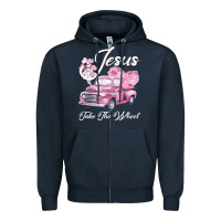 Navy Leopard Floral Pink Car Jesus Take The Wheel Zipper Hoodie - Bettercallsaul