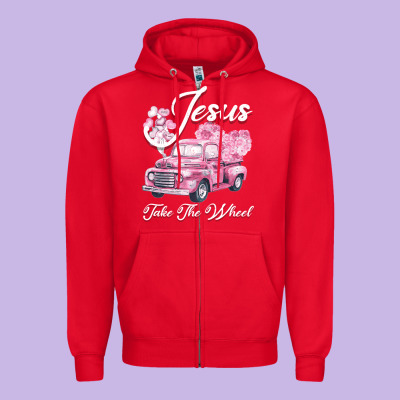 Leopard Floral Pink Car Jesus Take The Wheel Zipper Hoodie Designed By Bettercallsaul