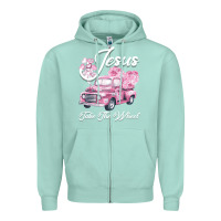 Seafoam Leopard Floral Pink Car Jesus Take The Wheel Zipper Hoodie - Bettercallsaul