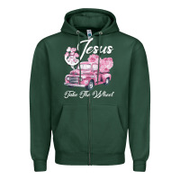 Sports Green Leopard Floral Pink Car Jesus Take The Wheel Zipper Hoodie - Bettercallsaul
