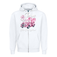 White Leopard Floral Pink Car Jesus Take The Wheel Zipper Hoodie - Bettercallsaul