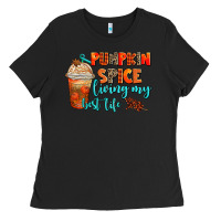 Black pumpkin spice living my best life Ladies Tee - AdoDesignShop
