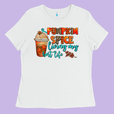 Pumpkin Spice Living My Best Life Ladies Tee Designed By Adodesignshop
