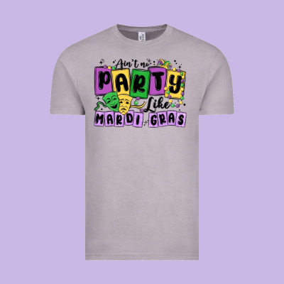 Aint No Party Like Mardi Gras Vintage Tee Designed By Maliassmallbusiness