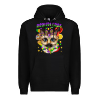 Black meowdi gras mardi gras cat Premium Hoodie - CowGirlArtShop