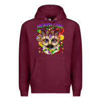 Burgundy meowdi gras mardi gras cat Premium Hoodie - CowGirlArtShop