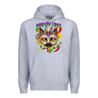 Heather Grey meowdi gras mardi gras cat Premium Hoodie - CowGirlArtShop