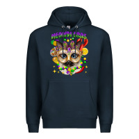 Navy meowdi gras mardi gras cat Premium Hoodie - CowGirlArtShop