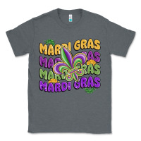 Charcoal Heather mardi gras with fleur de lis Classic Tee - MaliasSmallBusiness