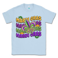 Dusty Blue mardi gras with fleur de lis Classic Tee - MaliasSmallBusiness