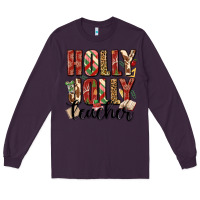 Plum holly jolly teacher Long Sleeve Tee - MaliasSmallBusiness
