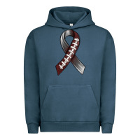 Pigment Midnight Navy Gray Ribbon American Football Urban Hoodie - BundleAndBundleShop