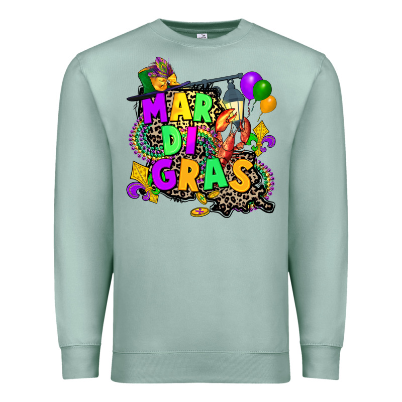 Louisiana Map Mardi Gras Premium Sweatshirt by CowGirlArtShop | Teevron