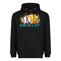 Black game day baseball leopard flames fireball Heavyweight Hoodie - HowdyJamesFarm