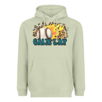 Matcha game day baseball leopard flames fireball Heavyweight Hoodie - HowdyJamesFarm