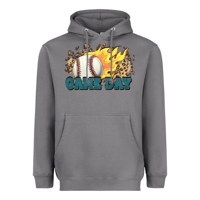 Game Day Baseball Leopard Flames Fireball Heavyweight Hoodie by HowdyJamesFarm | Teevron