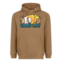 Toasted Coconut game day baseball leopard flames fireball Heavyweight Hoodie - HowdyJamesFarm