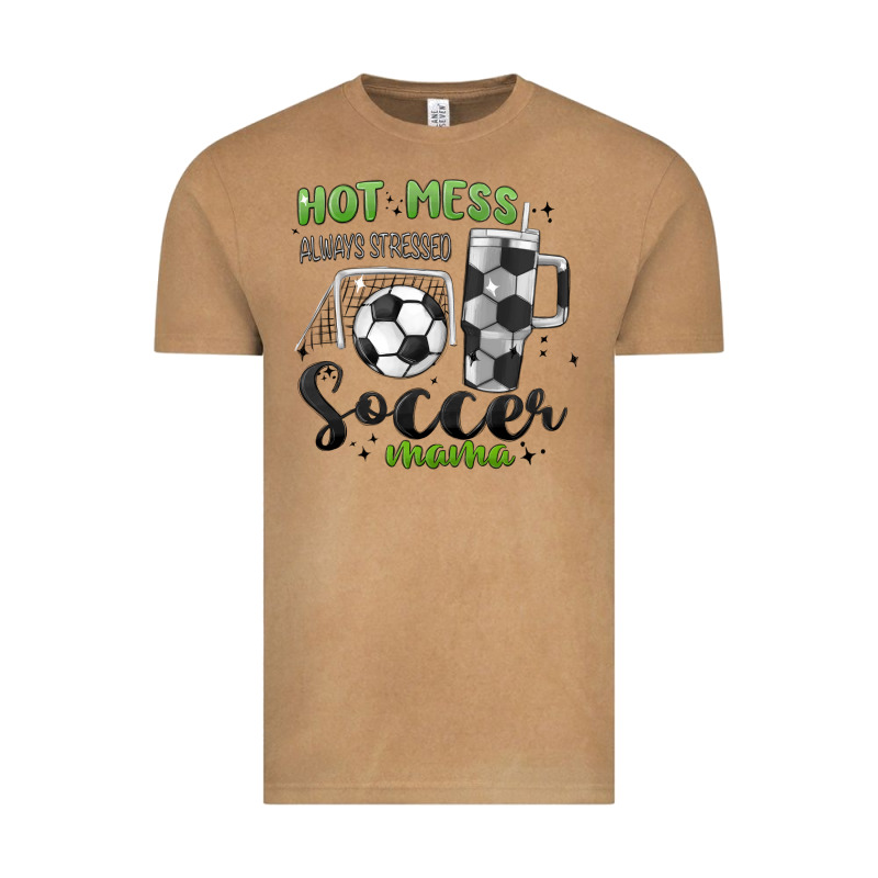 Hot Mess Always Stressed Soccer Mama Stanley Cup Vintage Tee by MaliasSmallBusiness | Teevron