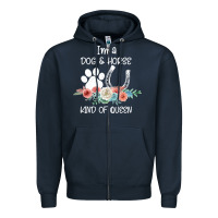 Navy Im A Dog And Horse Kind Of Queen Zipper Hoodie - Bettercallsaul