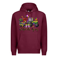Burgundy mardi gras tractor Premium Hoodie - CowGirlArtShop