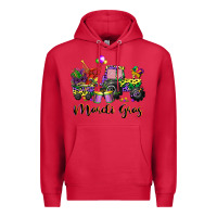 Cardinal mardi gras tractor Premium Hoodie - CowGirlArtShop