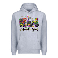 Heather Grey mardi gras tractor Premium Hoodie - CowGirlArtShop