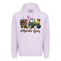 Lilac mardi gras tractor Premium Hoodie - CowGirlArtShop