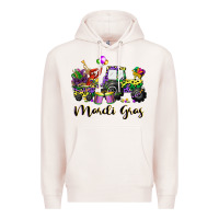Pale Pink mardi gras tractor Premium Hoodie - CowGirlArtShop