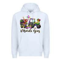 White mardi gras tractor Premium Hoodie - CowGirlArtShop