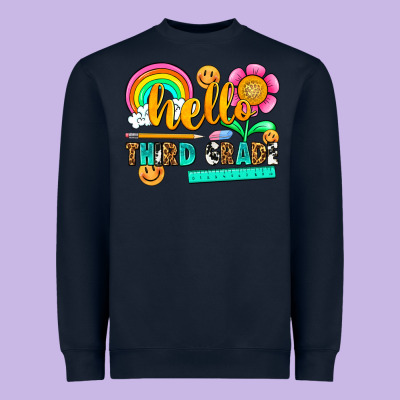 Hello Third Grade Heavyweight Sweatshirt Designed By Nancycooperartshop