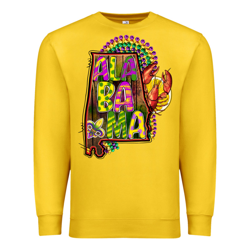 Mardi Gras Alabama Map Premium Sweatshirt by CowGirlArtShop | Teevron