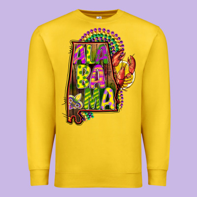Mardi Gras Alabama Map Premium Sweatshirt Designed By Cowgirlartshop