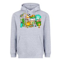 Heather Grey Football coffee cups Heavyweight Hoodie - HowdyJamesFarm