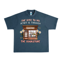Midnight Navy the way to my heart is through the bookstore Urban Heavy Tee - MaliasSmallBusiness