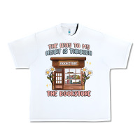 White the way to my heart is through the bookstore Urban Heavy Tee - MaliasSmallBusiness