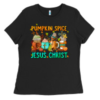 Black pumpkin spıce jesus christ coffee cups Ladies Tee - AdoDesignShop