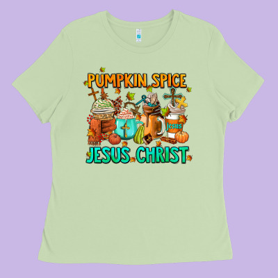 Pumpkin Spıce Jesus Christ Coffee Cups Ladies Tee Designed By Adodesignshop