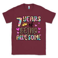 Burgundy 7 years of being awesome Classic Tee - MaliasSmallBusiness