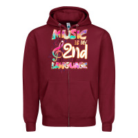 Burgundy Cool I Love Music Shirt Gifts Music Is My Second Language Zipper Hoodie - Bettercallsaul