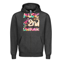 Charcoal Heather Cool I Love Music Shirt Gifts Music Is My Second Language Zipper Hoodie - Bettercallsaul