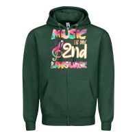 Sports Green Cool I Love Music Shirt Gifts Music Is My Second Language Zipper Hoodie - Bettercallsaul