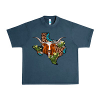 Midnight Navy longhorn texas map Urban Heavy Tee - AdoDesignShop