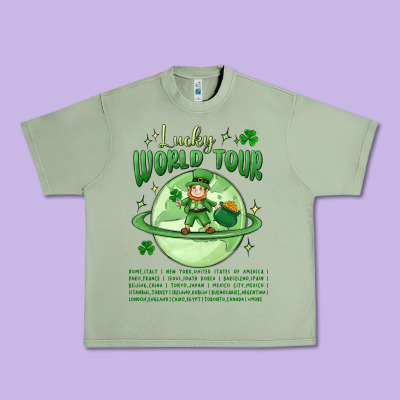 Lucky World Tour St. Patricks Day Urban Heavy Tee Designed By Maliassmallbusiness
